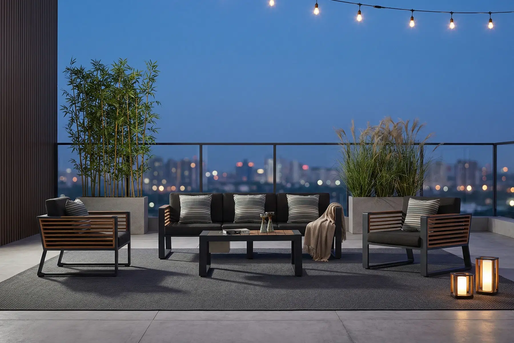 New York ekskluzywne meble aluminiowe zestaw wypoczynkowy duży zestaw ogrodowy sofa fotele stolik meble ogrodowe premium Higold